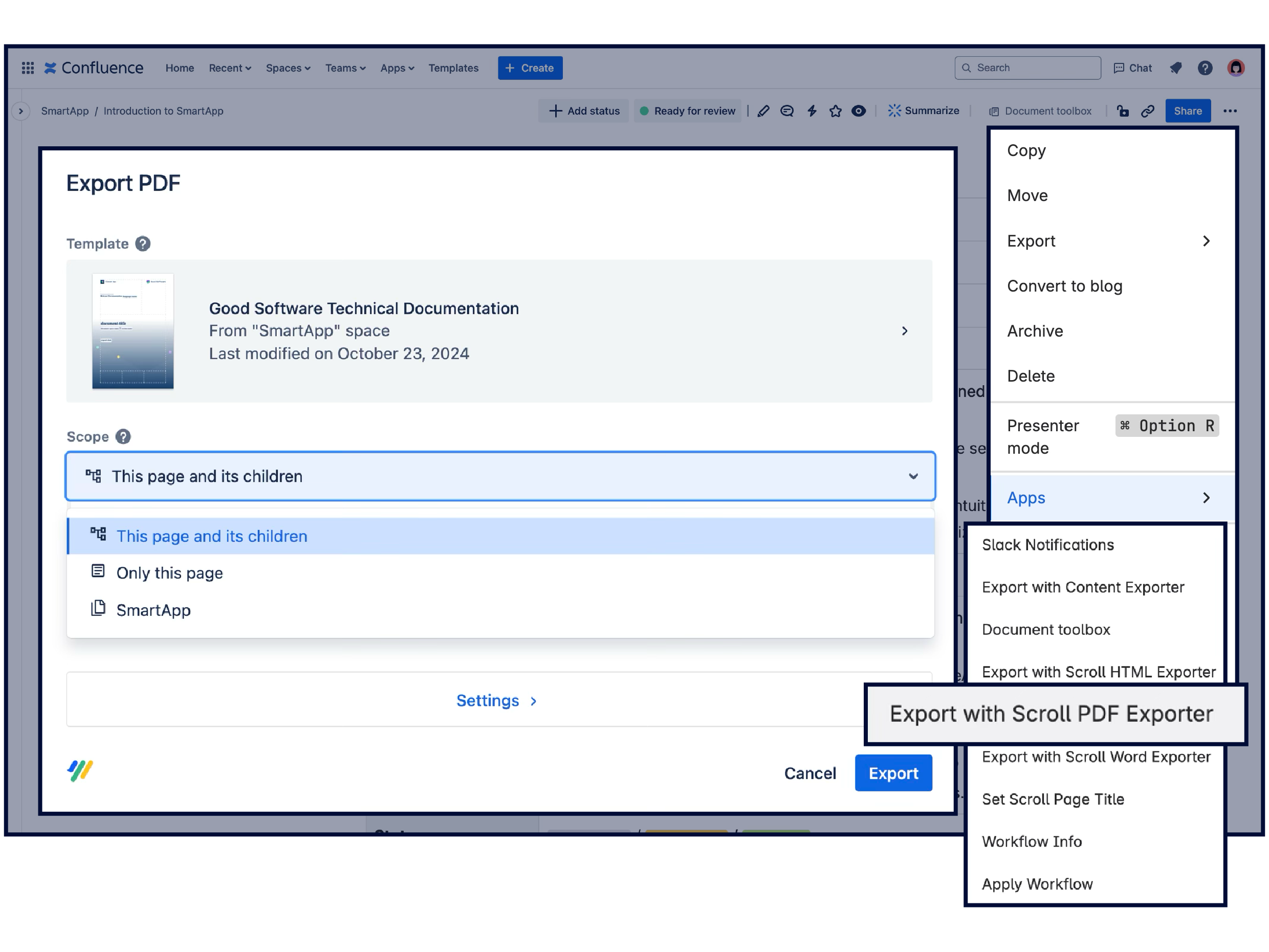 Export PDFs Effortlessly from Confluence Illustration