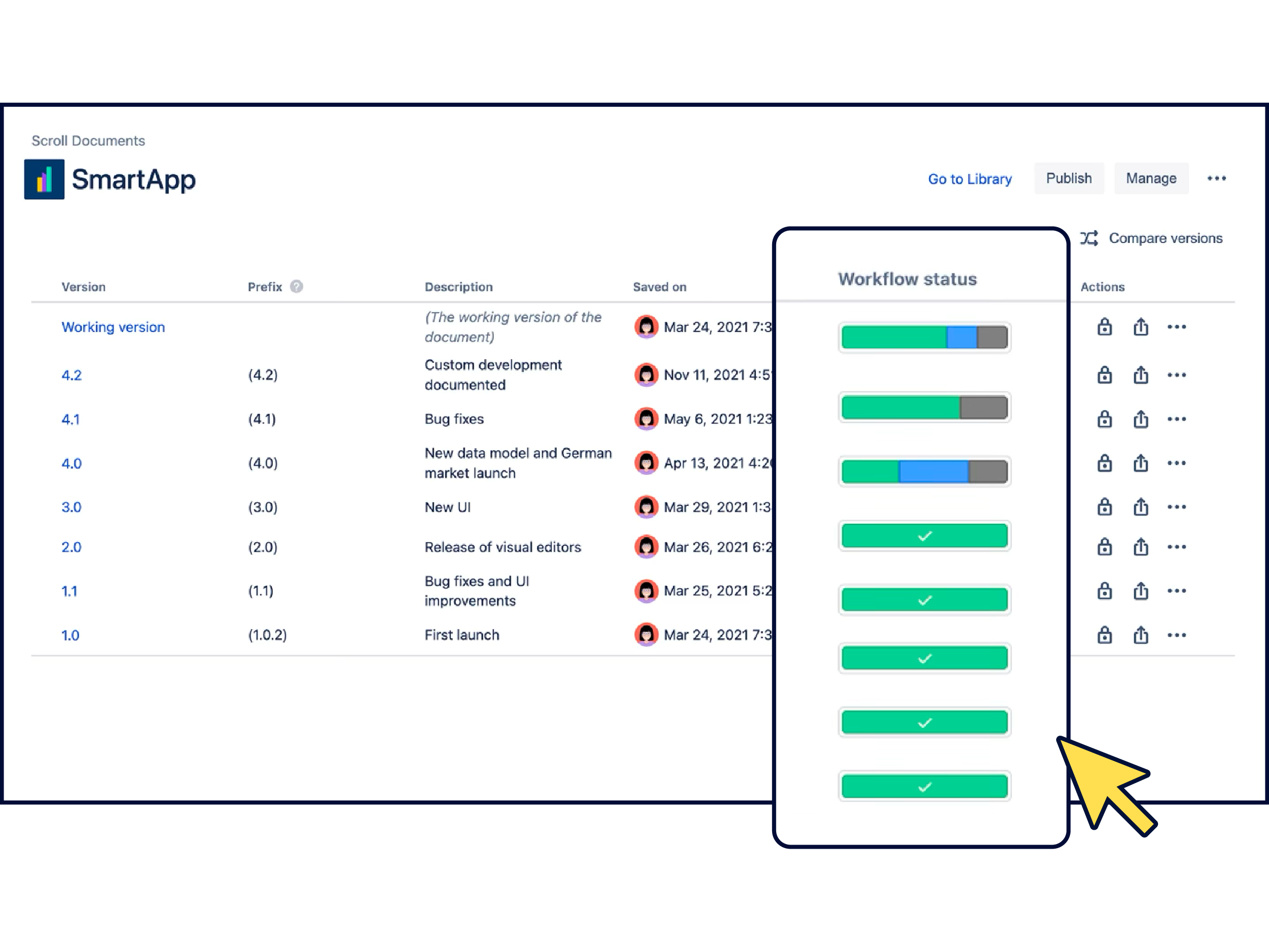 Save, Compare, and Track Versions Illustration