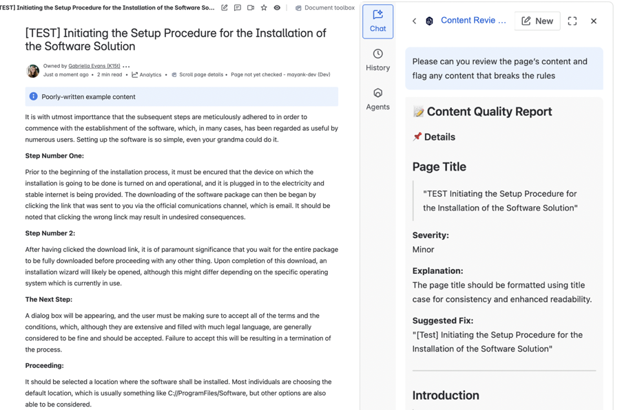 Meet our AI-powered Atlassian Rovo Agent for Scroll Content Quality. Illustration