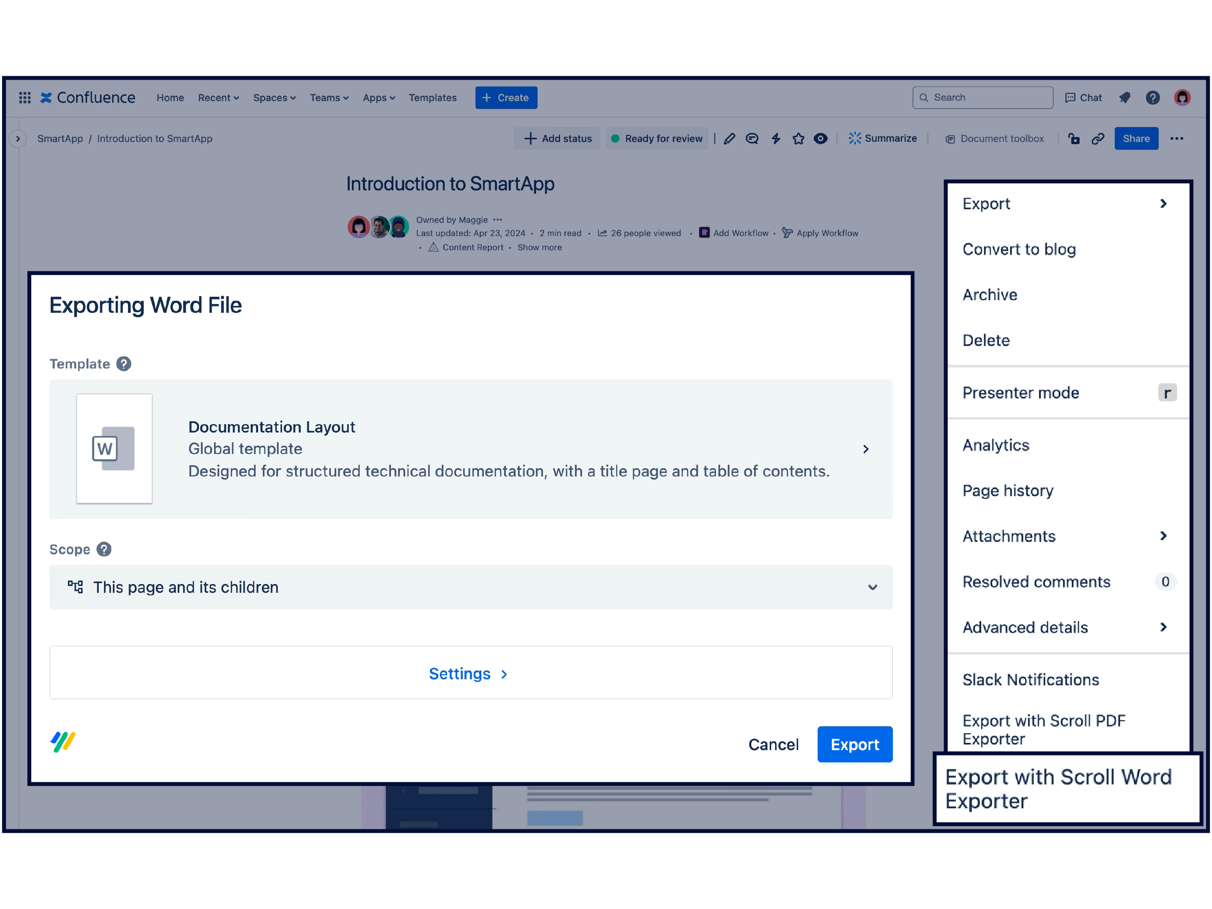 Export Word Documents Effortlessly from Confluence Illustration